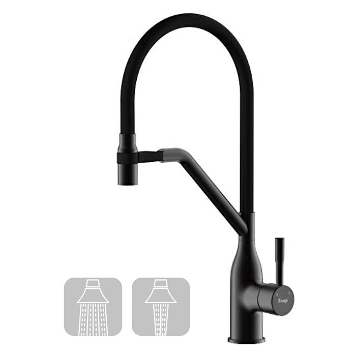 Смеситель для кухни с гибким изливом Frap F4497-6, чёрный
