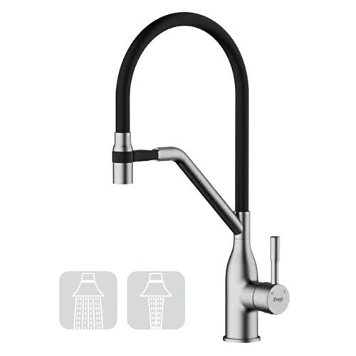 Смеситель для кухни с гибким изливом Frap F4497-9, оружейная сталь