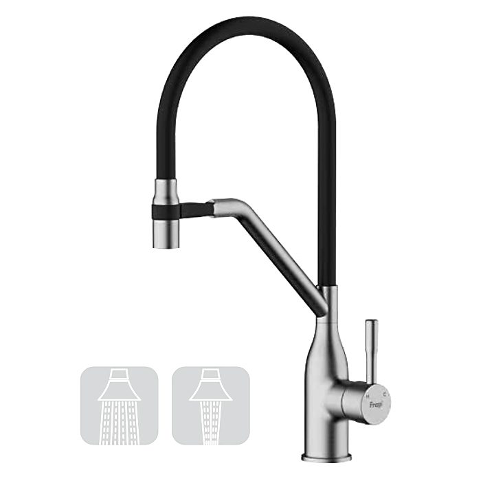 Смеситель для кухни с гибким изливом Frap F4497-9, оружейная сталь
