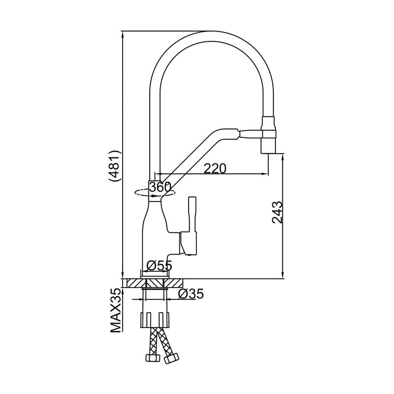 Смеситель для кухни с гибким изливом Frap F4497-9, оружейная сталь — изображение 2