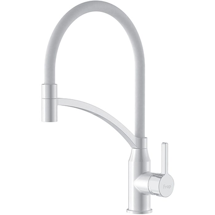 Смеситель для кухни с гибким изливом Frap F4552-8, белый