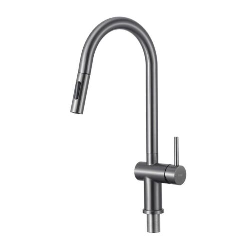 Смеситель для кухни с выдвижным изливом Frap F60807-9, оружейная сталь