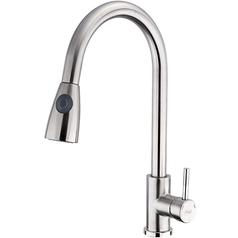 Смеситель для кухни с выдвижным изливом Frap F60899-1, сатин