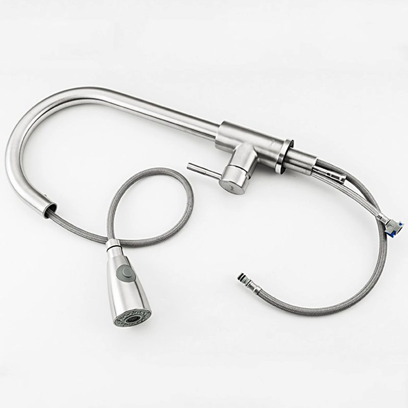 Смеситель для кухни с выдвижным изливом Frap F60899-1, сатин — изображение 3