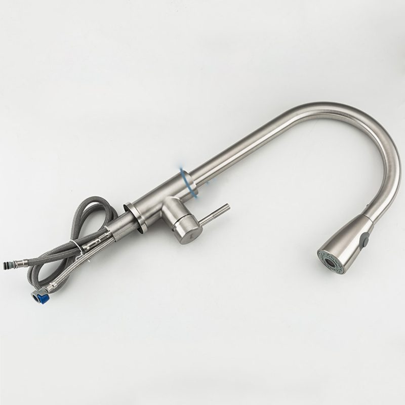 Смеситель для кухни с выдвижным изливом Frap F60899-1, сатин — изображение 4