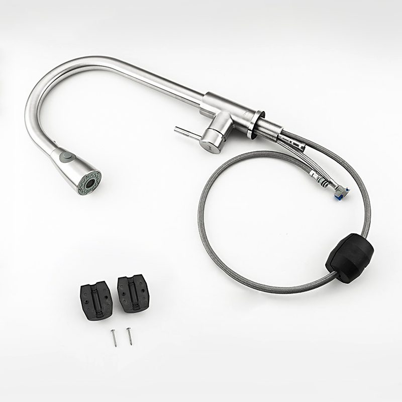 Смеситель для кухни с выдвижным изливом Frap F60899-1, сатин — изображение 10