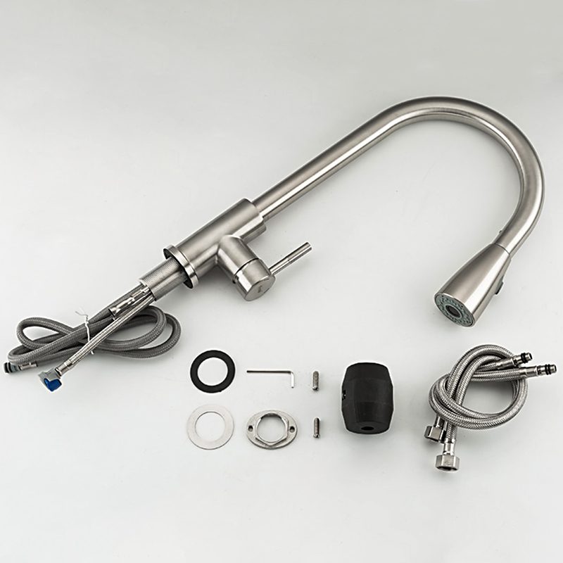 Смеситель для кухни с выдвижным изливом Frap F60899-1, сатин — изображение 11