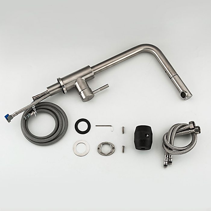 Смеситель для кухни с выдвижным изливом Frap F60899, сатин — изображение 10