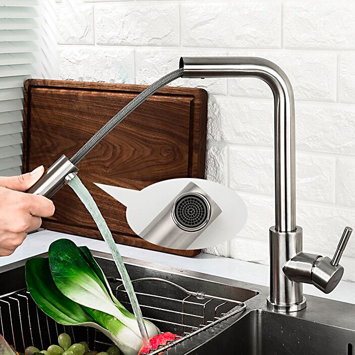 Смеситель для кухни с выдвижным изливом Frap F60899, сатин — изображение 11