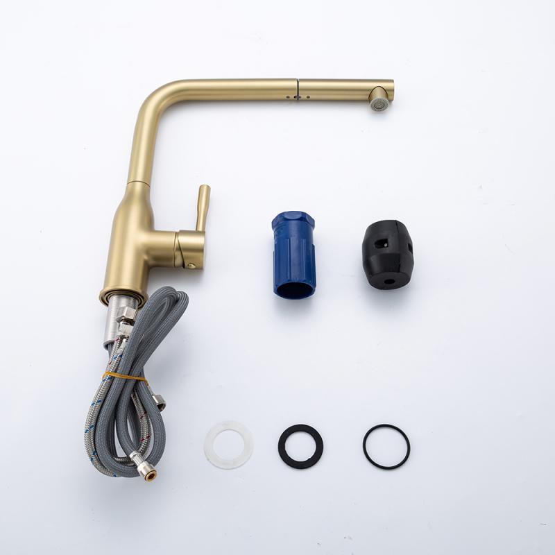 Смеситель для кухни с выдвижным изливом Frap F6096-3, золотой сатин — изображение 12