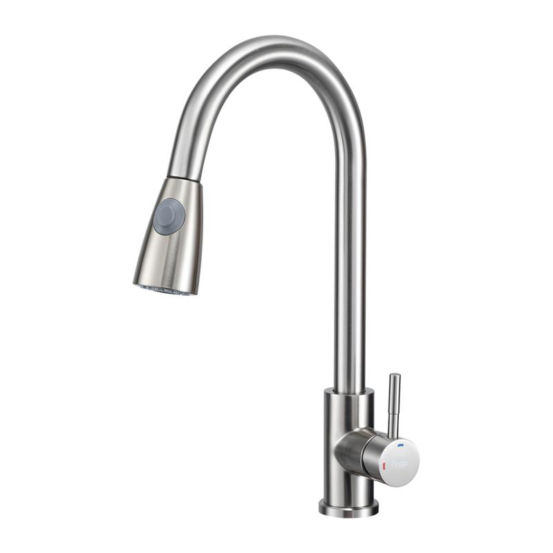 Смеситель для кухни с выдвижным изливом Frap F60991-5, сатин