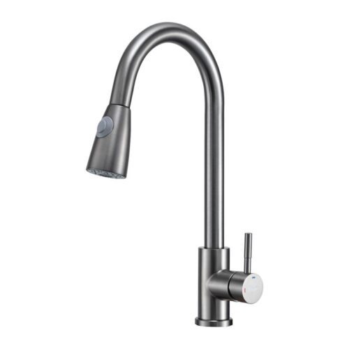 Смеситель для кухни с выдвижным изливом Frap F60991-9, оружейная сталь