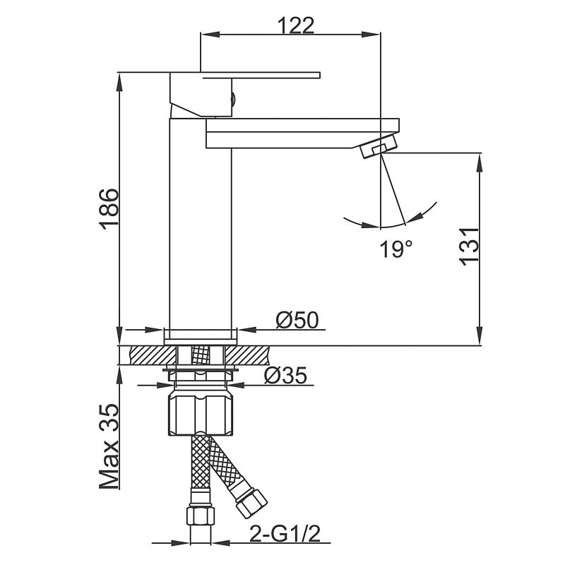 Смеситель для умывальника Frap F10201-9, оружейная сталь — изображение 2