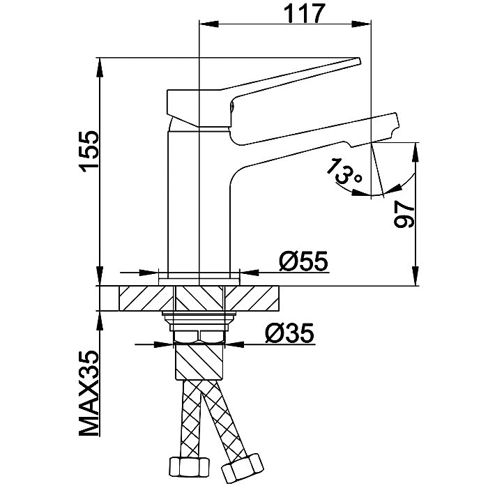 Смеситель для умывальника Frap F1062-9, оружейная сталь — изображение 2
