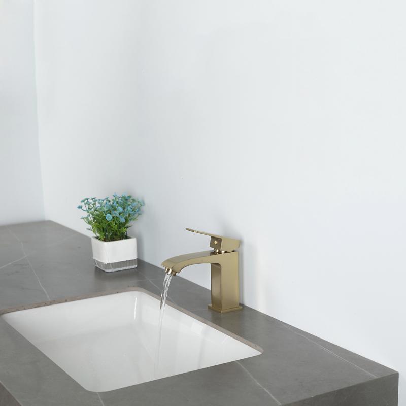 Смеситель для умывальника Frap F1076-3, золотой сатин — изображение 13