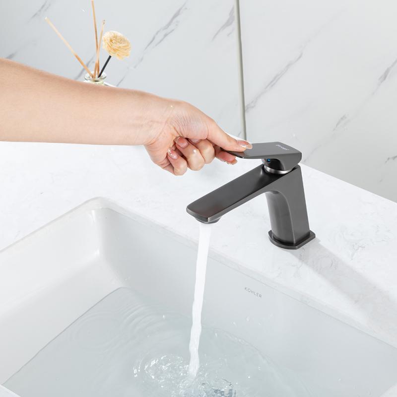 Смеситель для умывальника Frap F1087-9, оружейная сталь — изображение 4