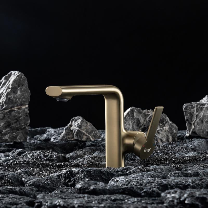 Смеситель для умывальника Frap F1088-3, золотой сатин — изображение 4