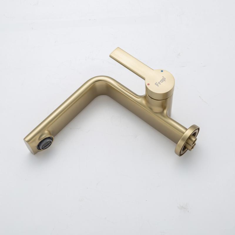 Смеситель для умывальника Frap F1088-3, золотой сатин — изображение 6