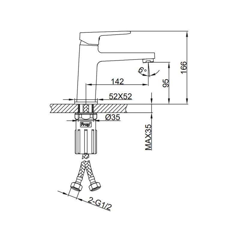 Смеситель для умывальника Frap F1090-3, золотой сатин — изображение 2