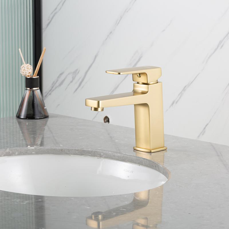 Смеситель для умывальника Frap F1090-3, золотой сатин — изображение 3