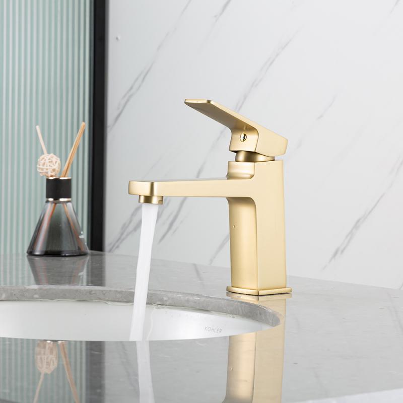 Смеситель для умывальника Frap F1090-3, золотой сатин — изображение 4