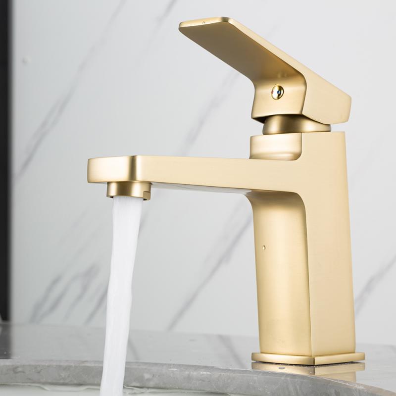 Смеситель для умывальника Frap F1090-3, золотой сатин — изображение 5