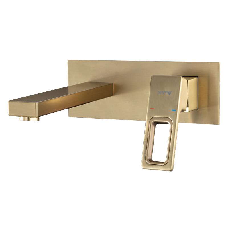 Смеситель скрытого монтажа для умывальника Gappo G1017-13, золотой сатин