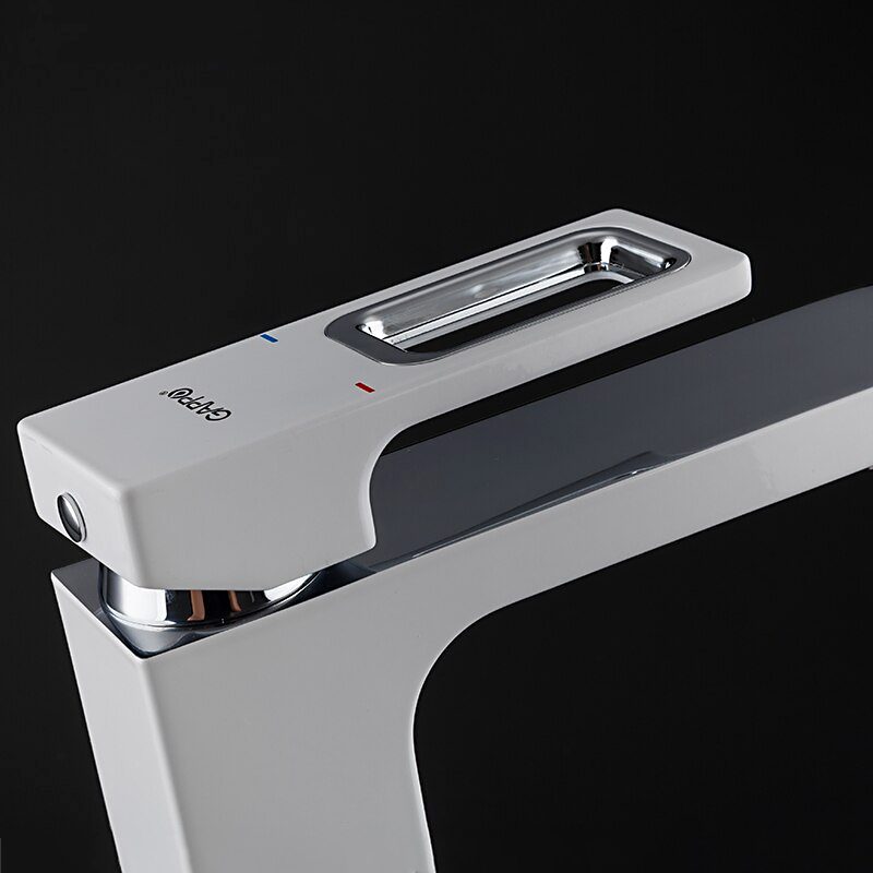 Смеситель для умывальника Gappo G1017-8, белый/хром — изображение 3