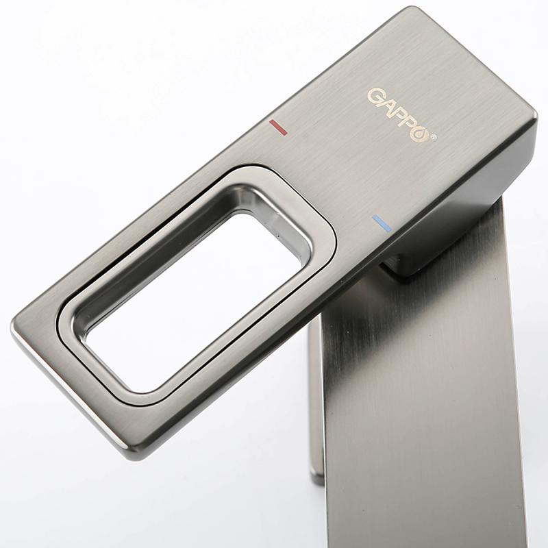 Смеситель для умывальника Gappo G1017-9, оружейная сталь — изображение 5