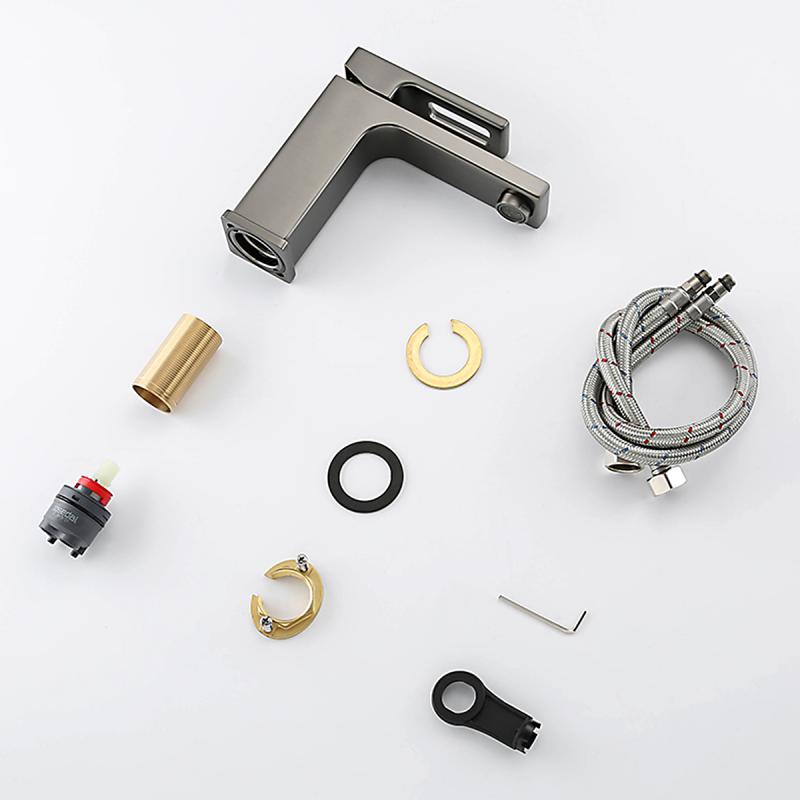 Смеситель для умывальника Gappo G1017-9, оружейная сталь — изображение 8