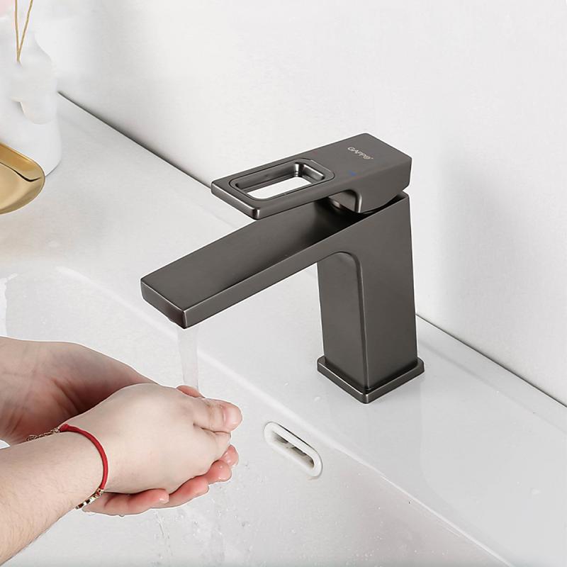 Смеситель для умывальника Gappo G1017-9, оружейная сталь — изображение 12