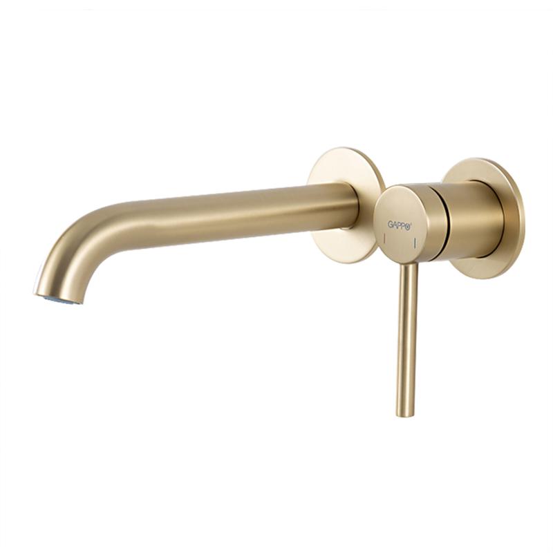 Смеситель скрытого монтажа для умывальника Gappo G1206-3, золотой сатин