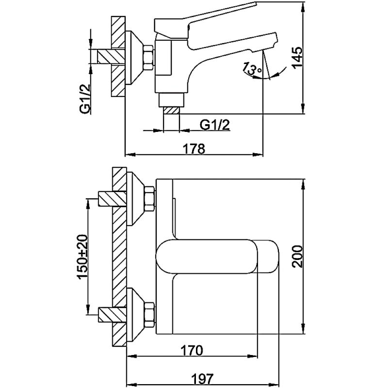 Смеситель для ванны Frap F3262-9, оружейная сталь — изображение 4