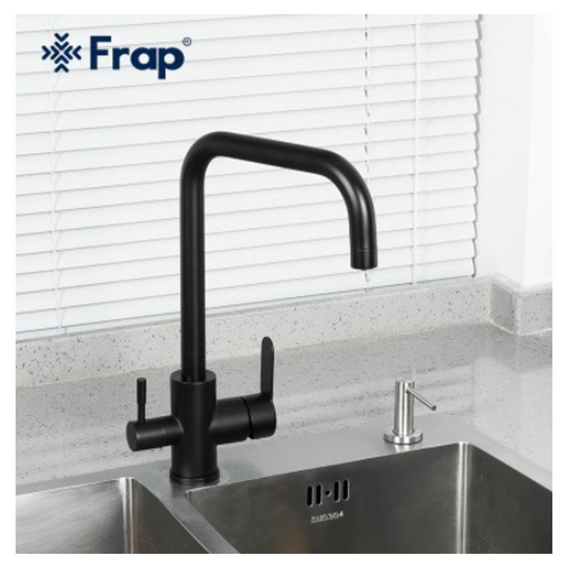 Смеситель для кухни под фильтр Frap F43801-6, чёрный — изображение 3