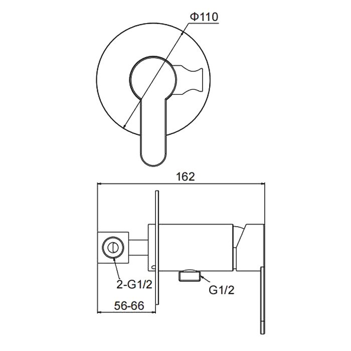 Смеситель скрытого монтажа для гигиенического душа Frap F72801-6, чёрный — изображение 2