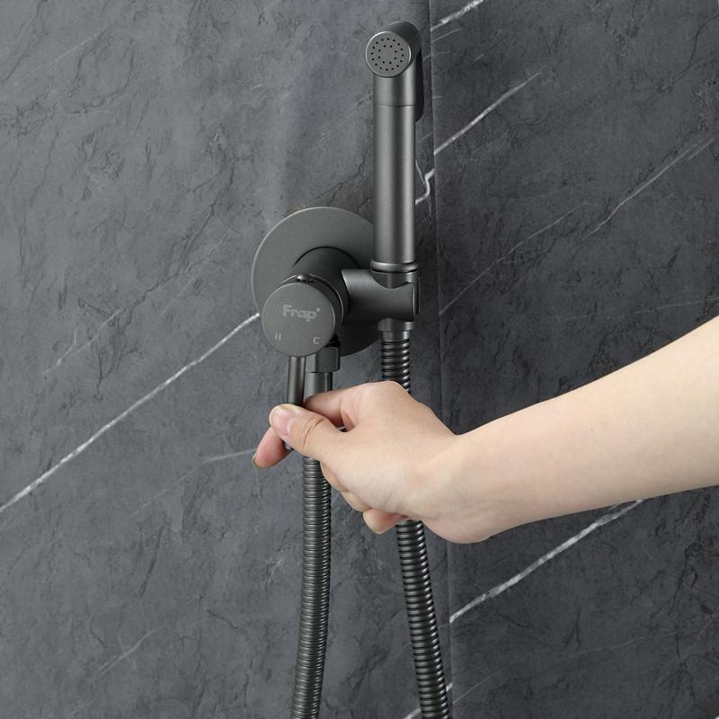 Смеситель скрытого монтажа для гигиенического душа Frap F7505-9, оружейная сталь — изображение 9