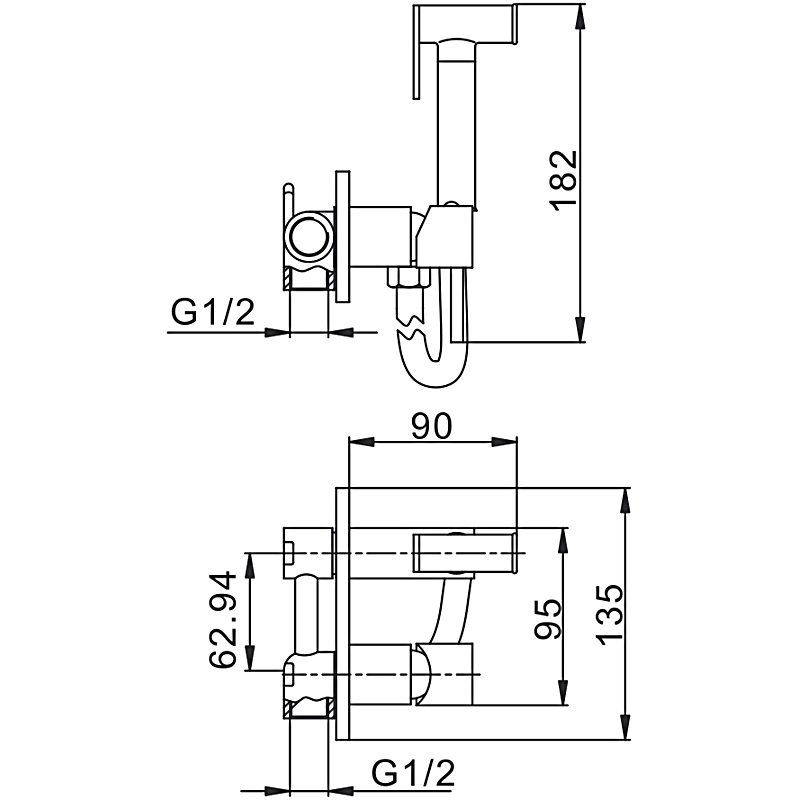 Смеситель скрытого монтажа для гигиенического душа Frap F7505 — изображение 2