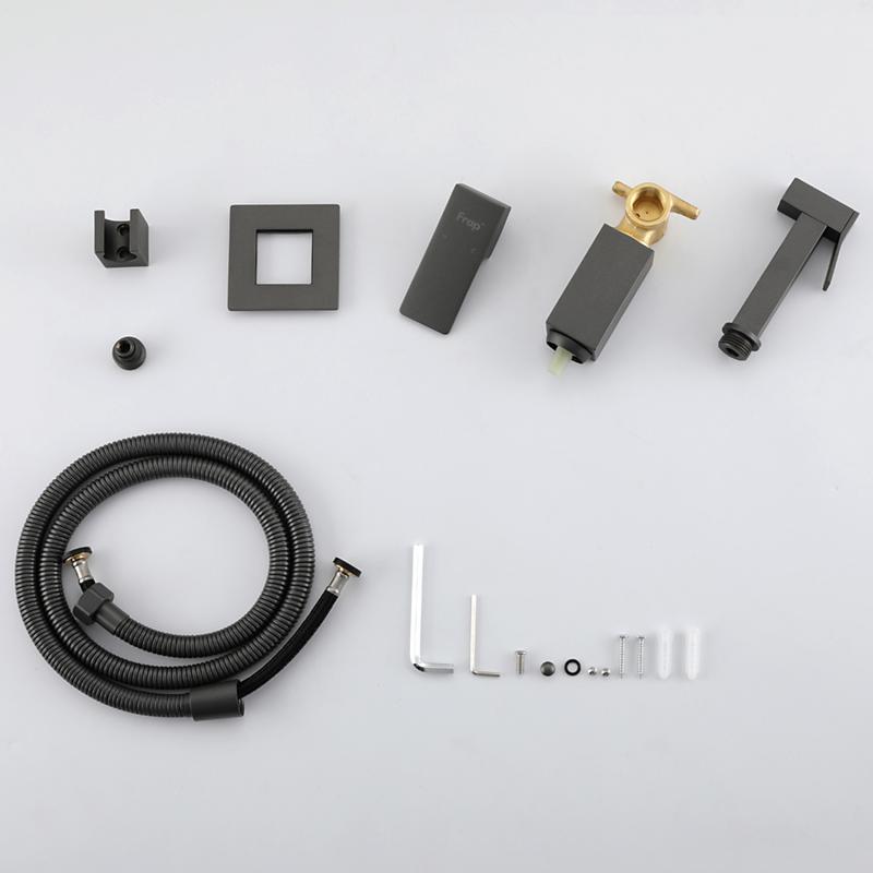 Смеситель скрытого монтажа для гигиенического душа Frap F7506-9, оружейная сталь — изображение 7