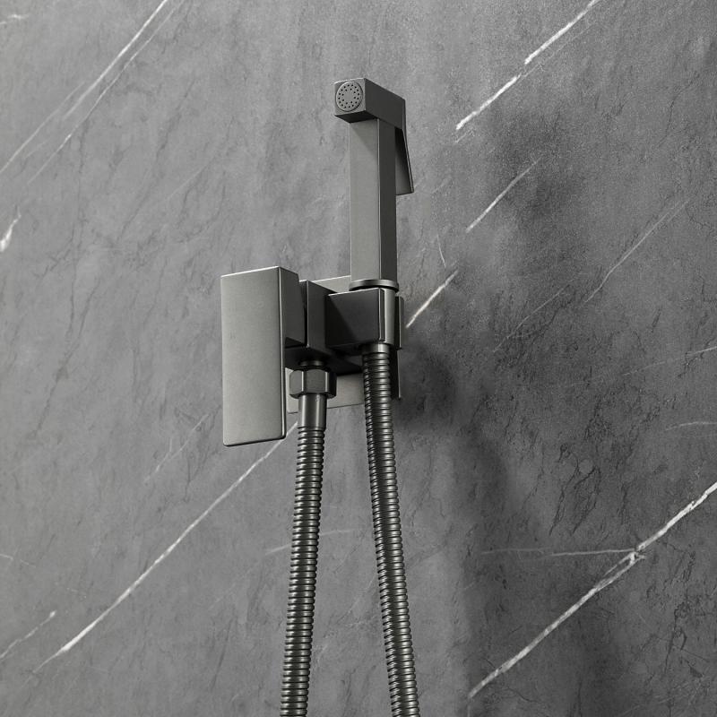 Смеситель скрытого монтажа для гигиенического душа Frap F7506-9, оружейная сталь — изображение 8