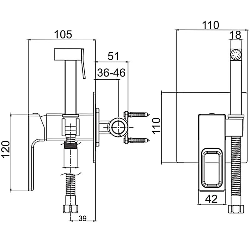 Смеситель скрытого монтажа для гигиенического душа Gappo G7217-3, золотой сатин — изображение 2
