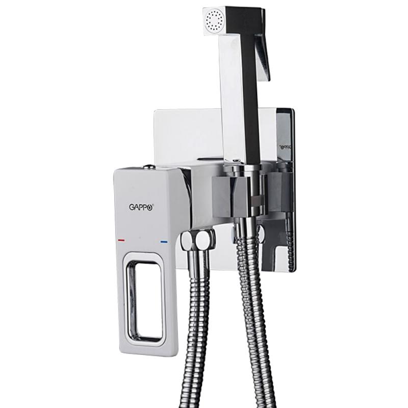 Смеситель скрытого монтажа для гигиенического душа Gappo G7217-8, хром/белый — изображение 3