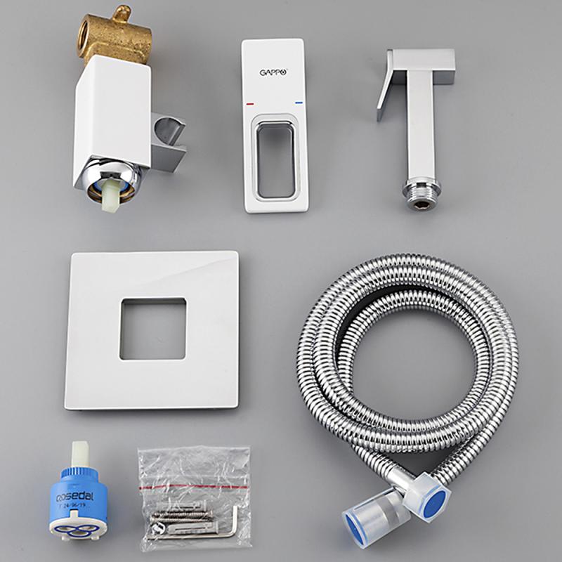 Смеситель скрытого монтажа для гигиенического душа Gappo G7217-8, хром/белый — изображение 9