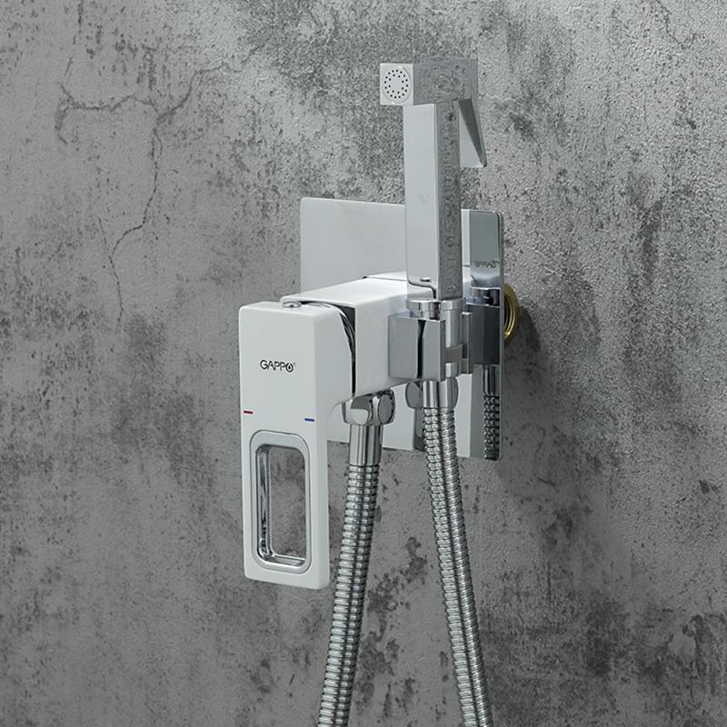 Смеситель скрытого монтажа для гигиенического душа Gappo G7217-8, хром/белый — изображение 12