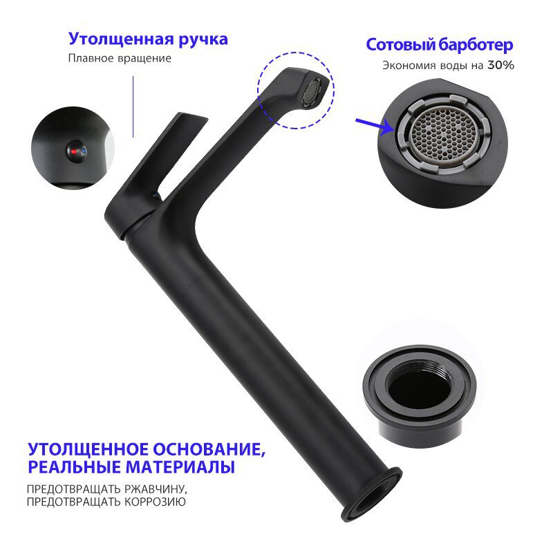 Смеситель для умывальника Frap F1071-26, чёрный — изображение 5