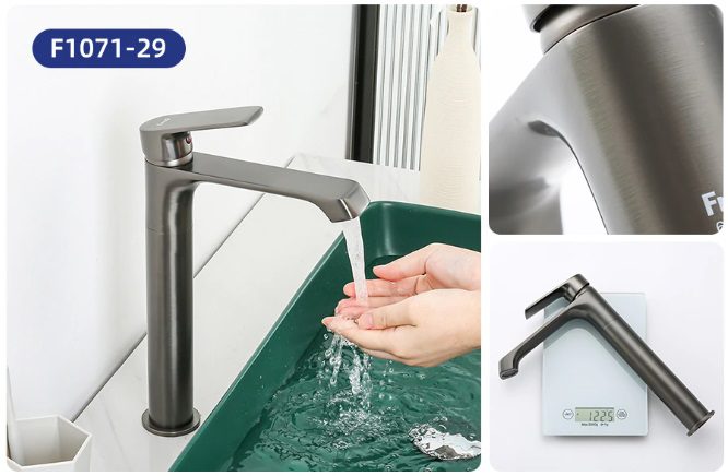 Смеситель для умывальника Frap F1071-29, оружейная сталь — изображение 3