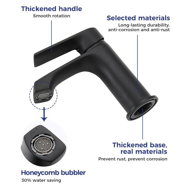 Смеситель для умывальника Frap F1071-6, чёрный — изображение 3