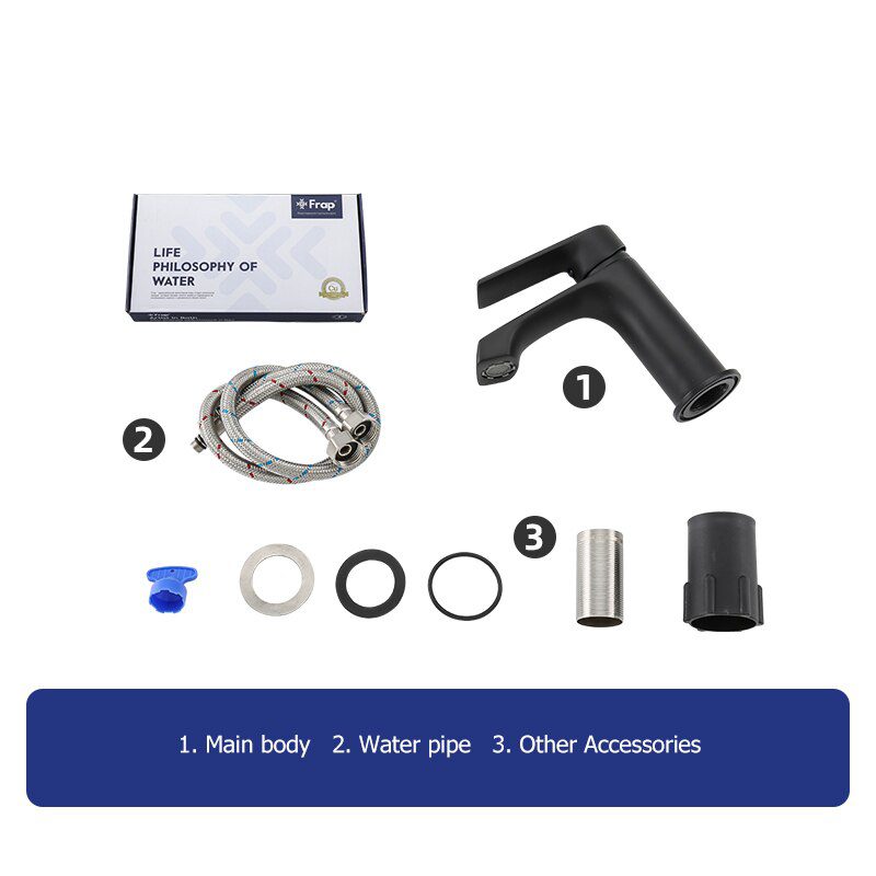 Смеситель для умывальника Frap F1071-6, чёрный — изображение 5