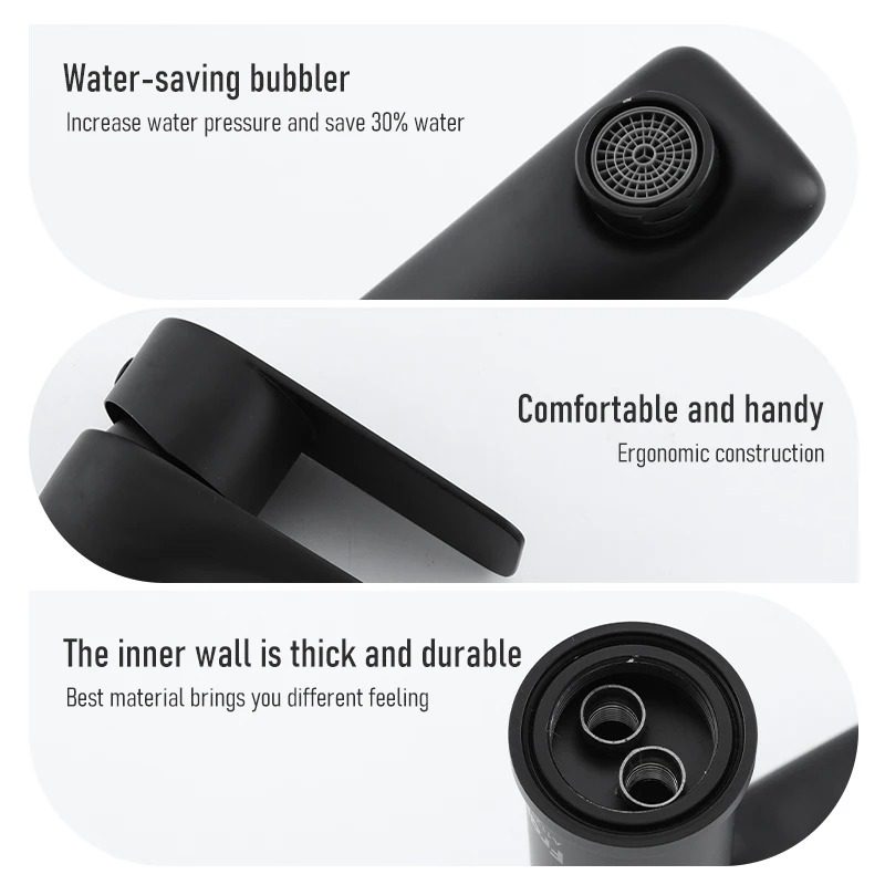 Смеситель для умывальника Frap F10806-6, чёрный — изображение 7