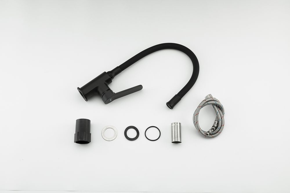 Смеситель для кухни с гибким изливом Frap F4462, чёрный — изображение 6