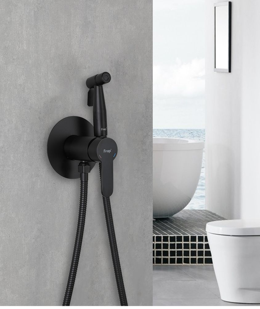 Смеситель скрытого монтажа для гигиенического душа Frap F72801-6, чёрный — изображение 3
